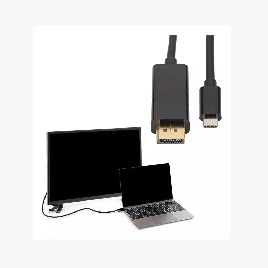 Cable Displayport A Displayport Tipo C 4k 60 Hz 1.8 Metros Color Negro