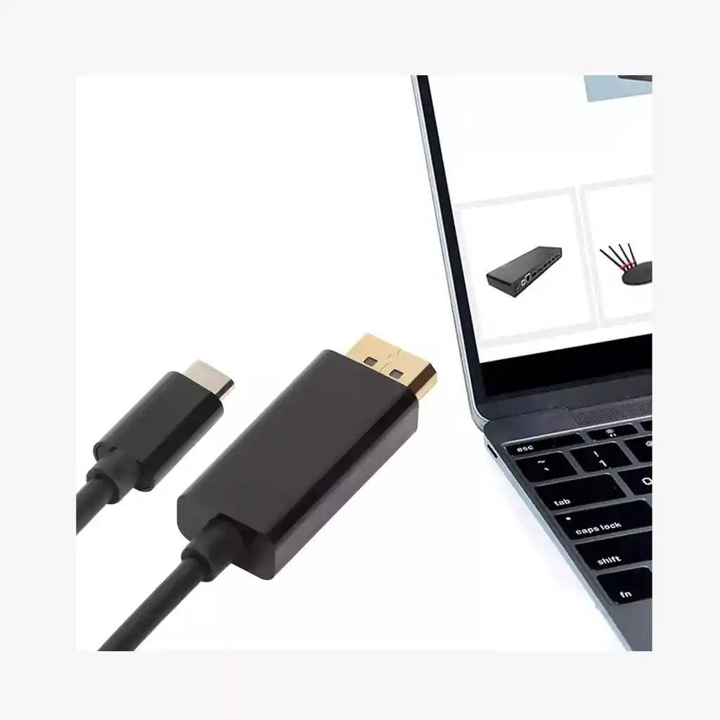 Cable Displayport A Displayport Tipo C 4k 60 Hz 1.8 Metros Color Negro
