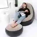 Sillon Inflable Puff Reclinable Comodo Portatil Posapies Color Negro