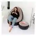 Sillon Inflable Puff Reclinable Comodo Portatil Posapies Color Negro