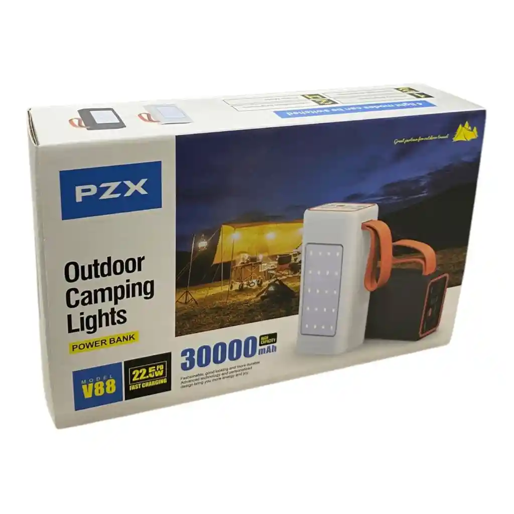 Power Bank 30.000mah Carga Rápida 22.5w Con Linterna Pzx V88