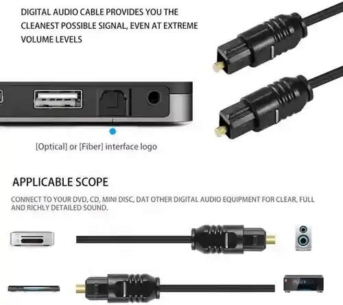 Cable De Audio Digital Óptico Toslink X 2 Metros Fino