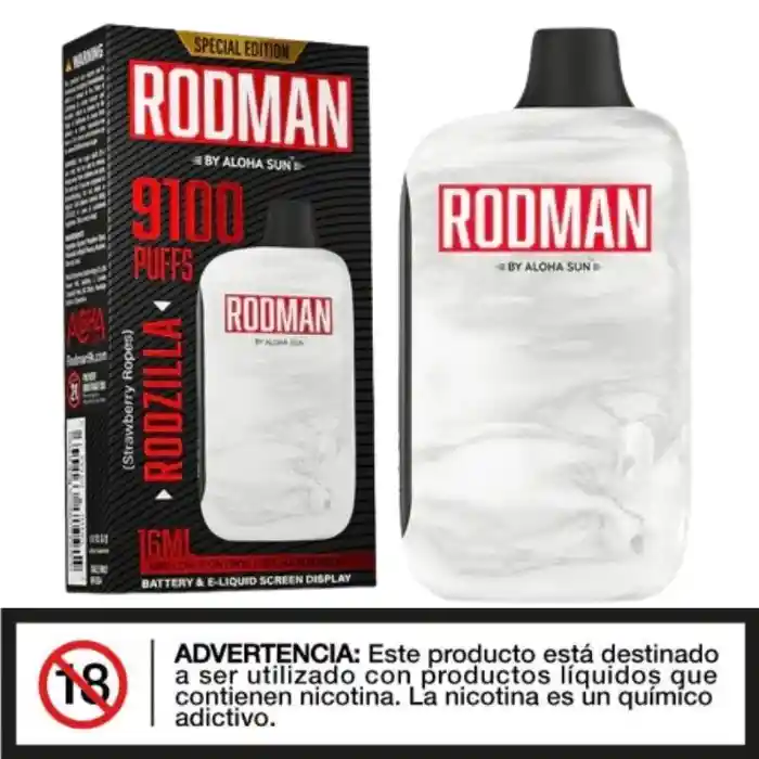 Desechable Rodman 9100puff - Strawberry Ropes