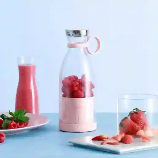Vaso Licuadora Portátil Recargable 420ml Y 6 Aspas/ Rosado