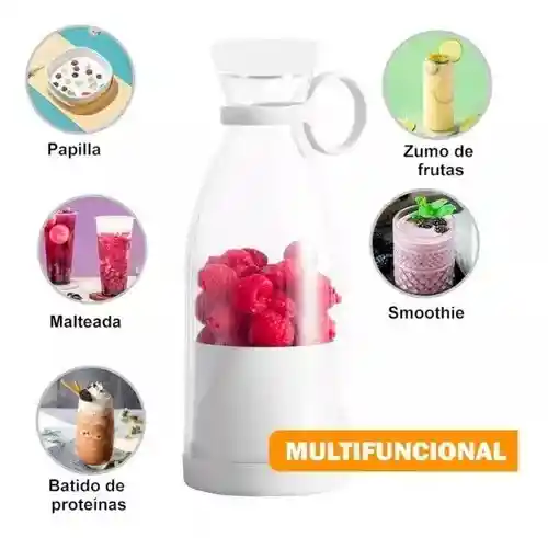 Vaso Licuadora Portátil Recargable 420ml Y 6 Aspas/ Blanco