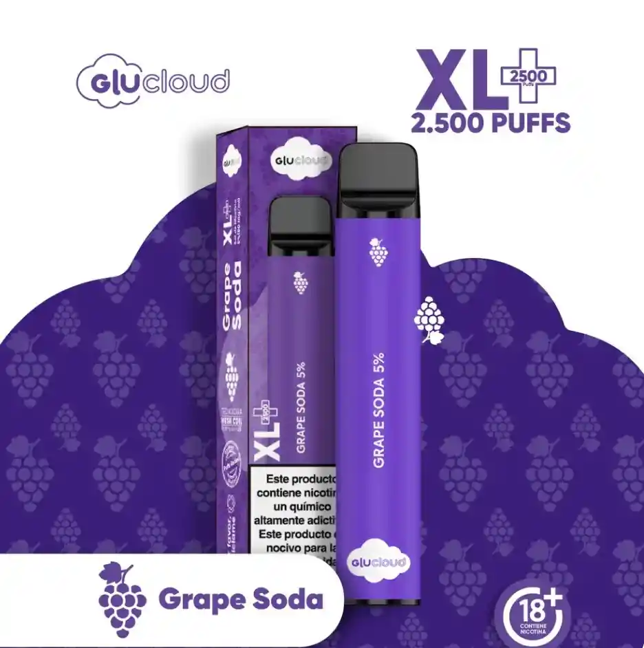 Vape Glucloud Xl Grape Soda 2500 Puffs