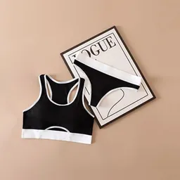 Conjunto De Sujetador Y Bragas Hilo Deportivos Sin Costuras Para Mujer, Ropa Interior De Algodón Calada, Sujetadores Push-up En La Espalda En U, Conjunto De Lencería Sexy Cómodo