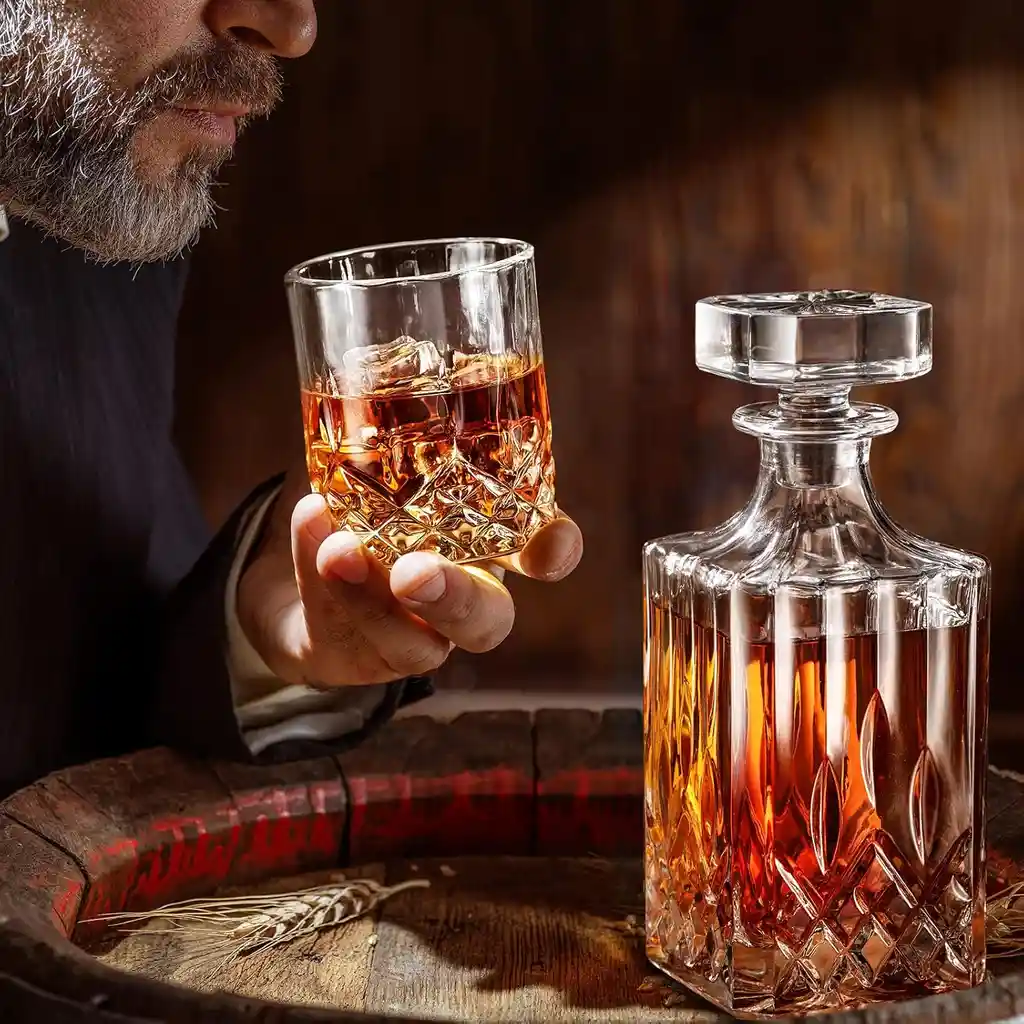 Licorera Whisky Cognac Vino Decantador 4 Vasos Hielos Estilo