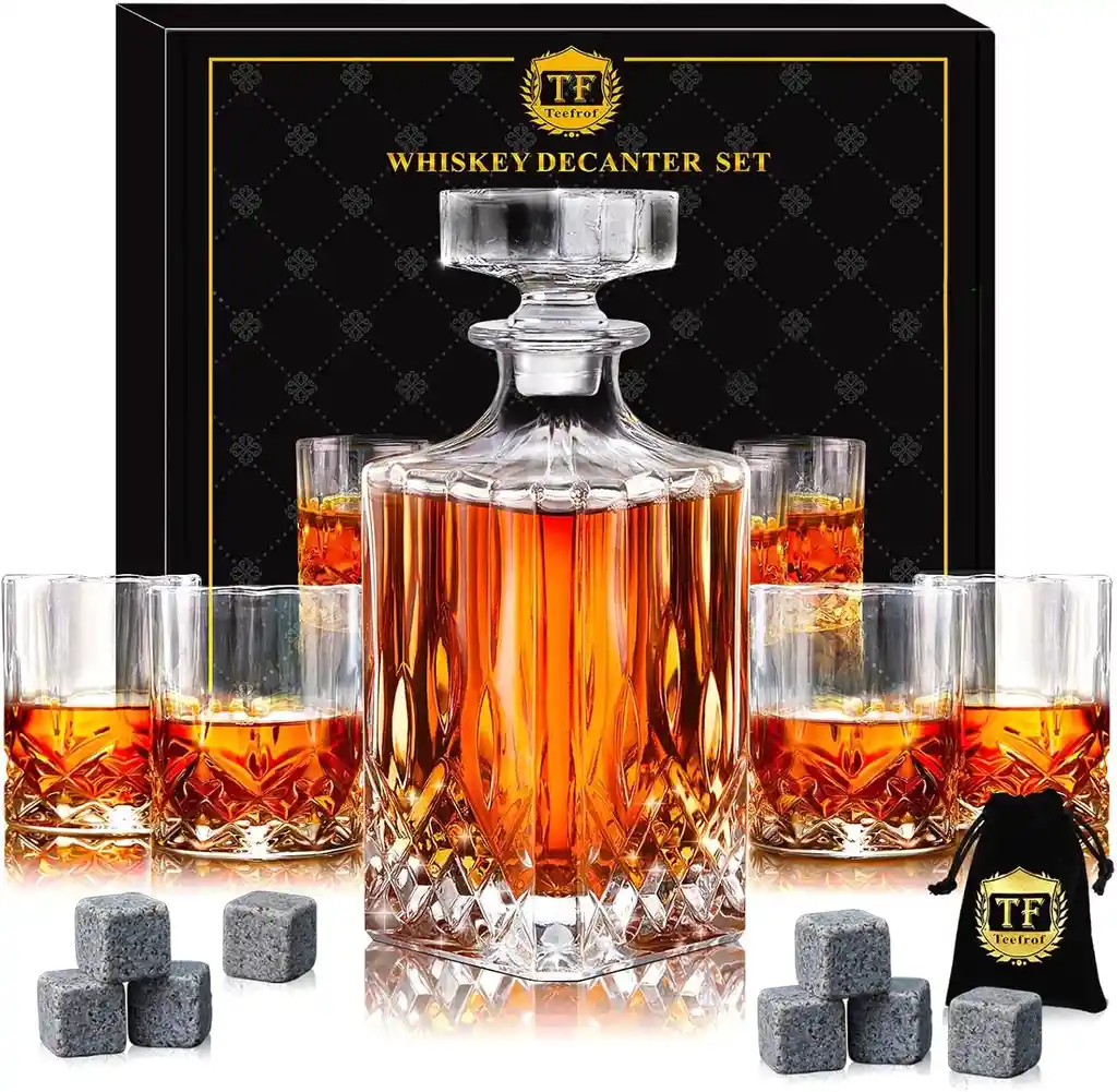 Licorera Whisky Cognac Vino Decantador 4 Vasos Hielos Estilo