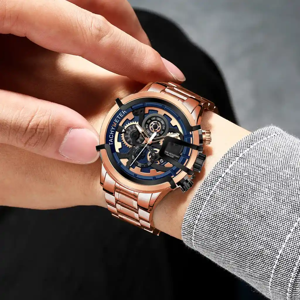 Reloj G-force H3911g Cronografo Funcional Acero + Estuche