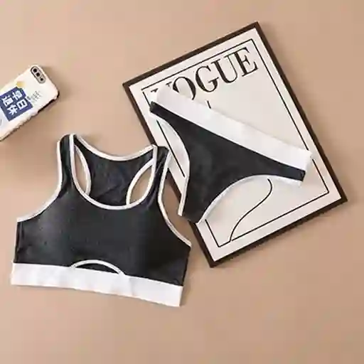 Conjunto De Sujetador Y Bragas Hilo Talla S/m Deportivos Sin Costuras Para Mujer, Ropa Interior De Algodón Calada, Sujetadores Push-up En La Espalda En U, Conjunto De Lencería Sexy Cómodo
