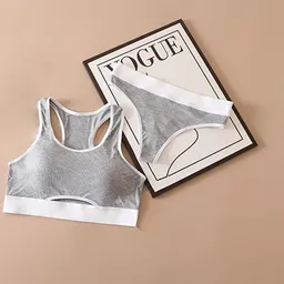Conjunto De Sujetador Y Bragas Hilo Talla L/xl Deportivos Sin Costuras Para Mujer, Ropa Interior De Algodón Calada, Sujetadores Push-up En La Espalda En U, Conjunto De Lencería Sexy Cómodo