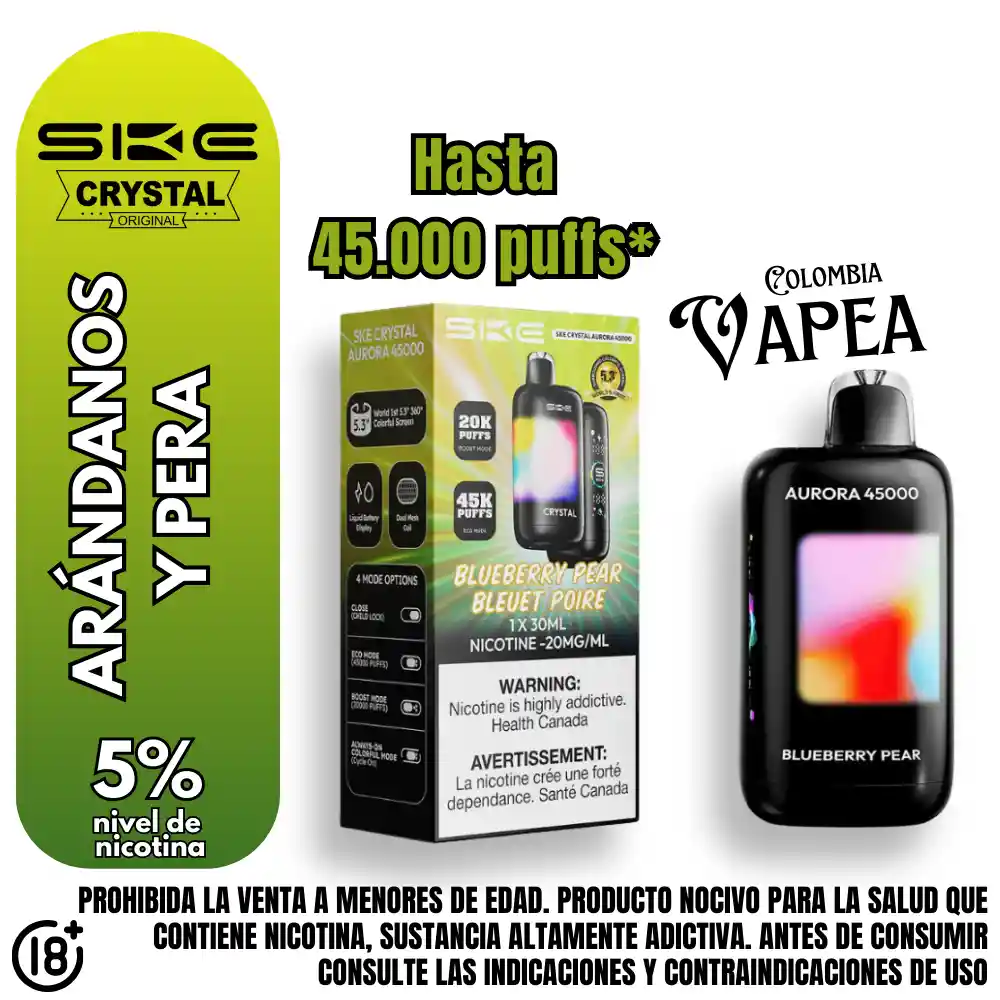 Vape Crystal Blueberry Pear 45000 Puffs 5%