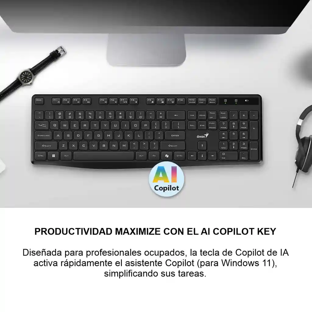 Teclado Inalámbrico Multimedia Genius Kb-7200 Silencioso