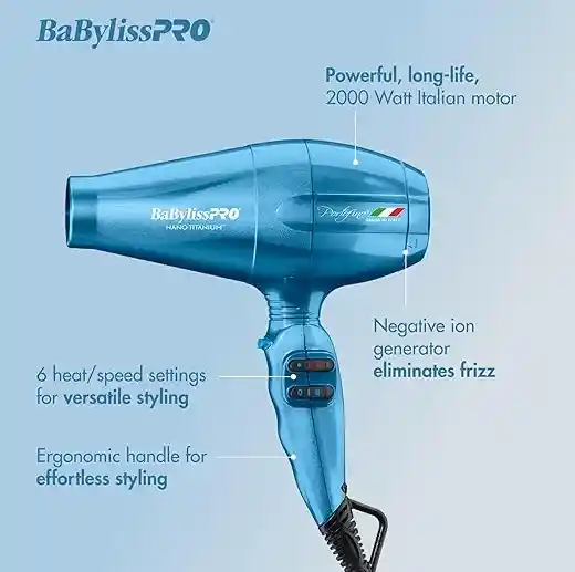 Secador Babylisspro Bnt6177ux Iónico Azul Profesional
