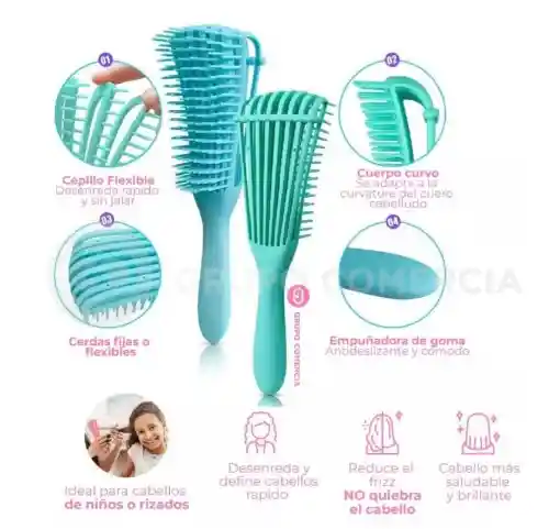 Cepillo Para Cabello Rizado Crespo Ondulado Rizos