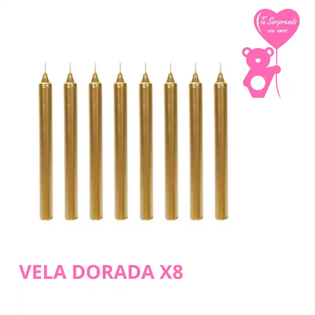 Vela Gruesa Metalizada X8 Dorado