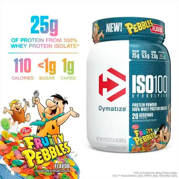 Iso 100 Hidrolizada Sabor Fruity Pebbles 610gr Dymatize Proteína Limpia