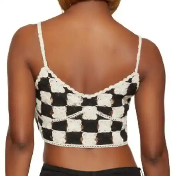 Top Tejido Tipo Crochet Para Mujer