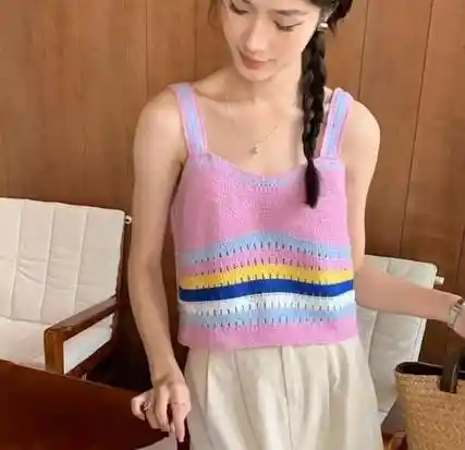 Top Tejido Tipo Crochet Para Mujer