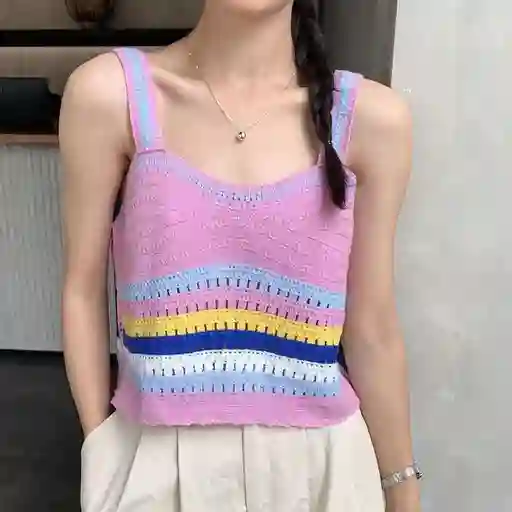 Top Tejido Tipo Crochet Para Mujer