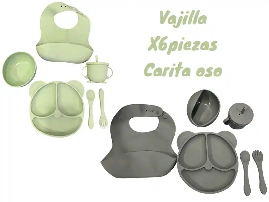 Set De Vajilla Silicona Para Bebés 6 Piezas