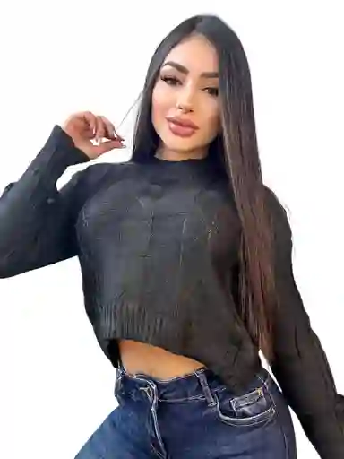 Suéteres Para Mujer, Suéter Corto De Punto Trenzado Con Hombros Caídos