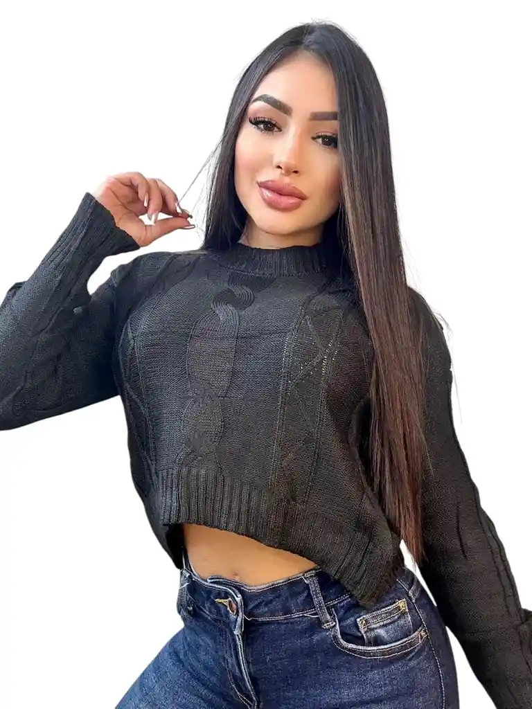 Suéteres Para Mujer, Suéter Corto De Punto Trenzado Con Hombros Caídos