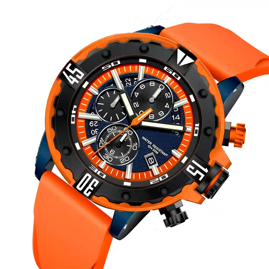 Reloj G-force H3957g Cronografo Funcional Goma + Estuche