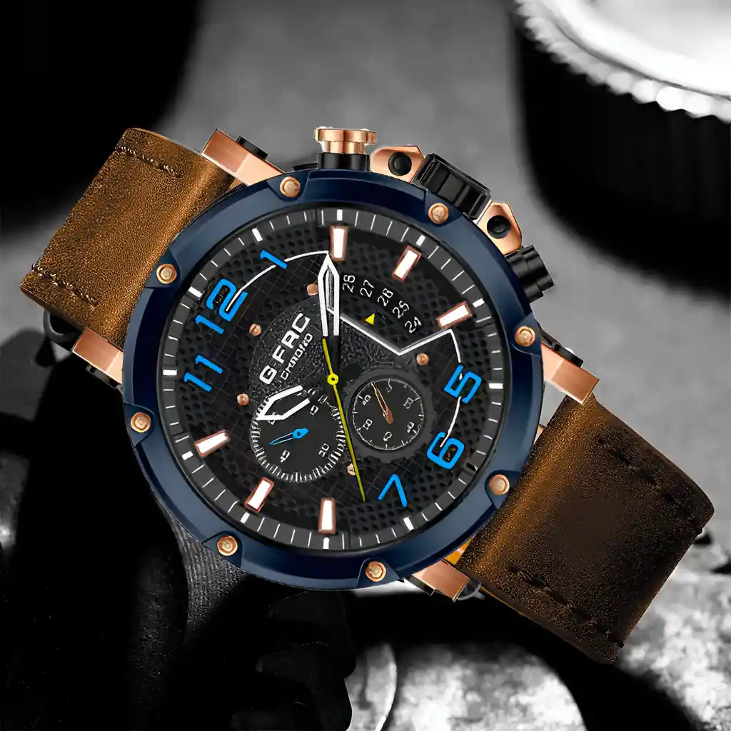 Reloj G-force H3680g Cronografo Funcional Cuero + Estuche