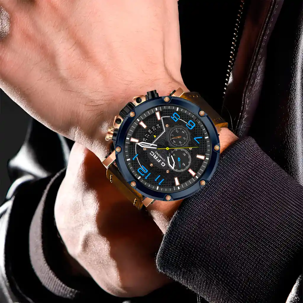 Reloj G-force H3680g Cronografo Funcional Cuero + Estuche