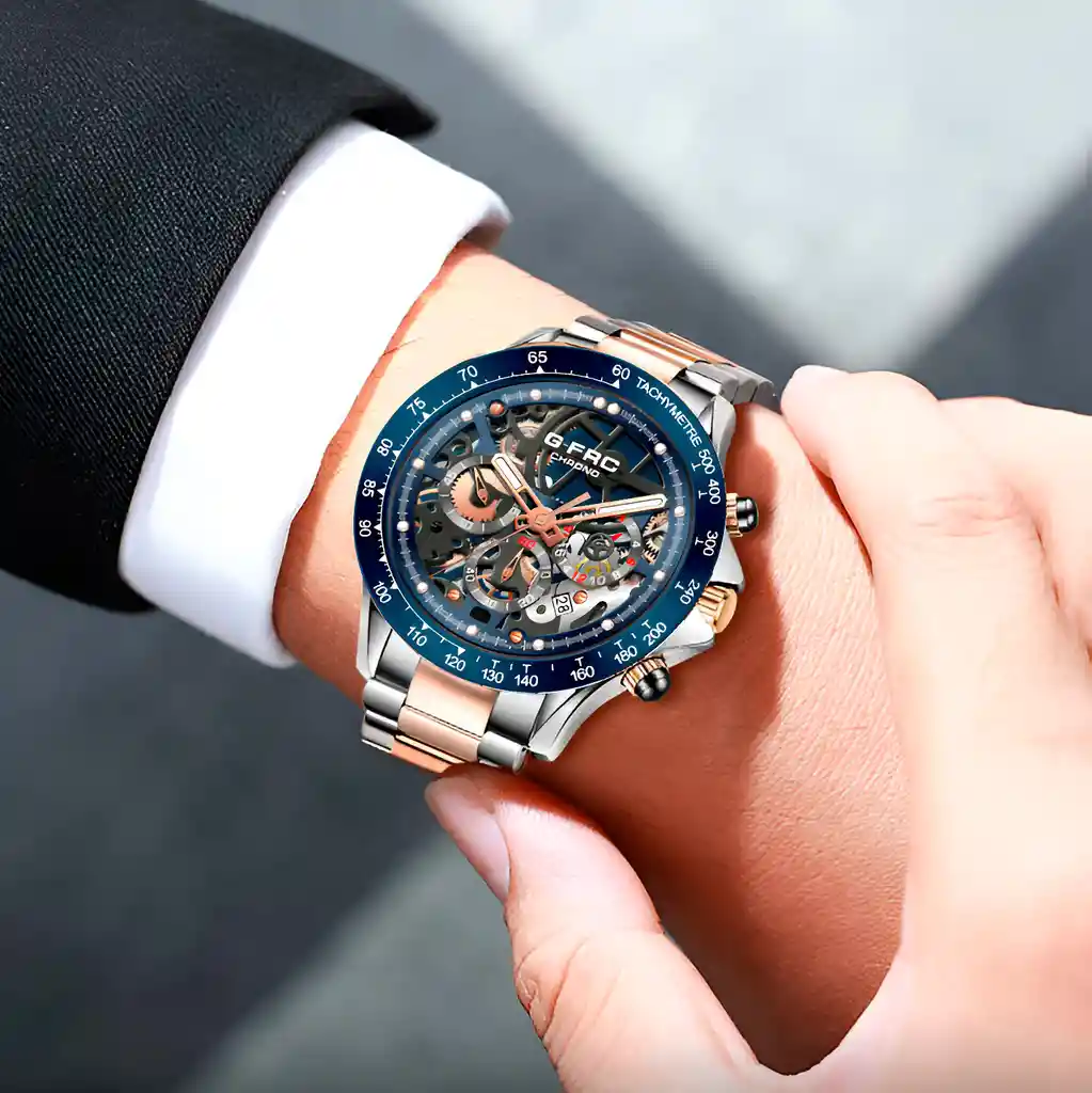 Reloj G-force H3717g Cronografo Funcional Acero + Estuche