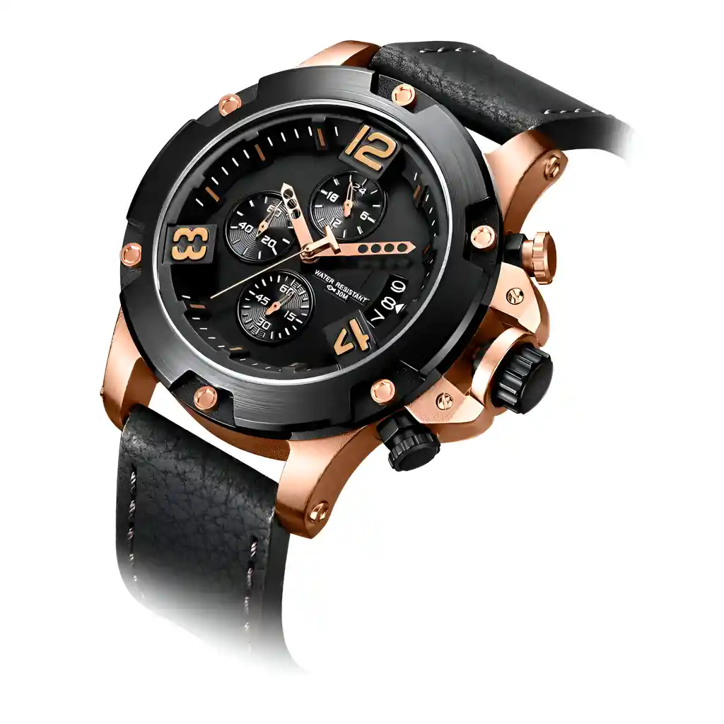 Reloj G-force H3638g Cronografo Funcional Cuero + Estuche