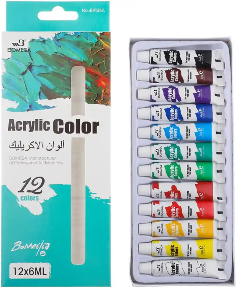 Caja Pintura Acrilica Bomega B9112a X 12 Colores