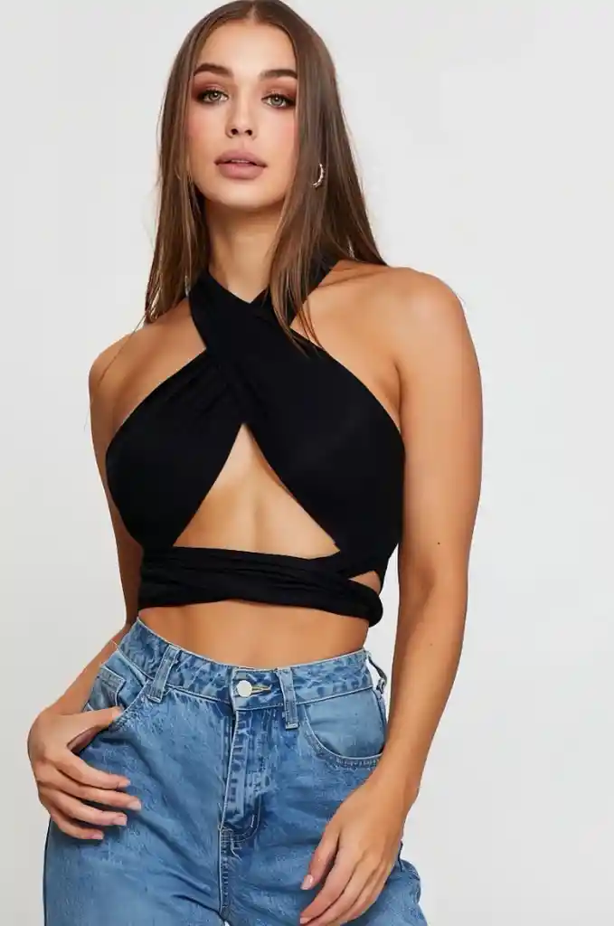 Crop Top Penelope Negro Talla S/mnica