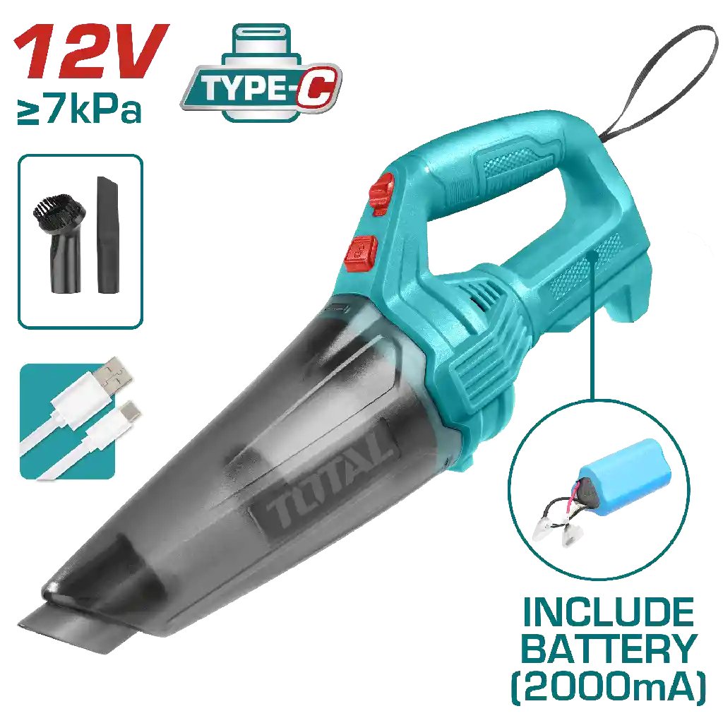 Aspiradora De Mano Recargable 12v, Capacidad 0,5l Super Total (tvli2026)