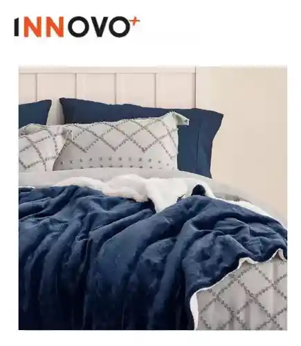 Cobija Manta Cubre Cama Térmica Ovejera 180 X 240 Con Almohada