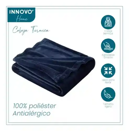 Cobija Manta Térmica Suave Piel Durazno 180 X 240 Cm Azul Liviana
