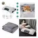 Cobija Manta Térmica 180x240 Con Almohada Para Cama Suave Terciopelo Gris