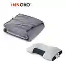 Cobija Manta Térmica 180x240 Con Almohada Para Cama Suave Terciopelo Gris