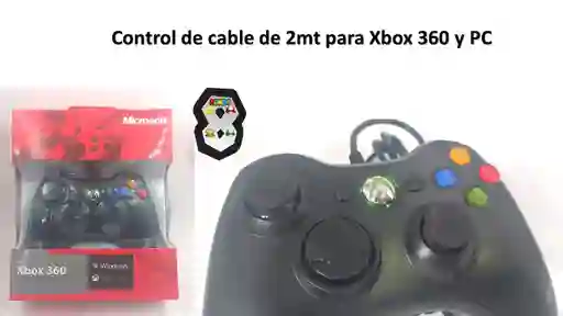 Control Xbox 360 Y Pc Negro Cable Largo