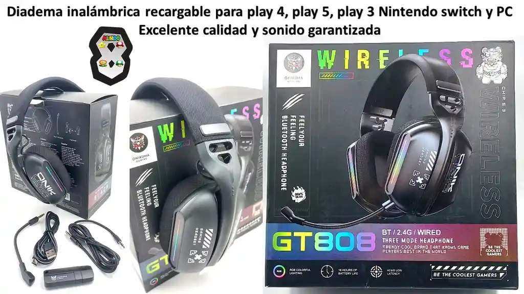 Diadema Inalambrica Para Play 5 Play 4 Pc Profesional Gt 808