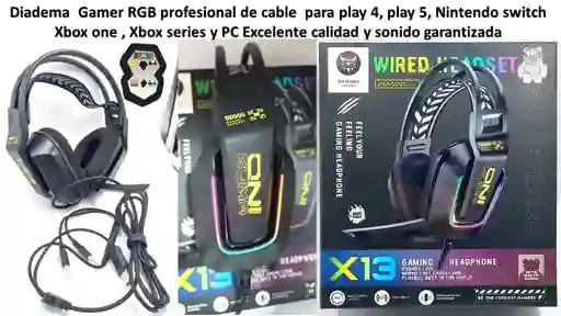 Diadema Gamer Play Pc Xbox Nintendo Profesional Rgb X13