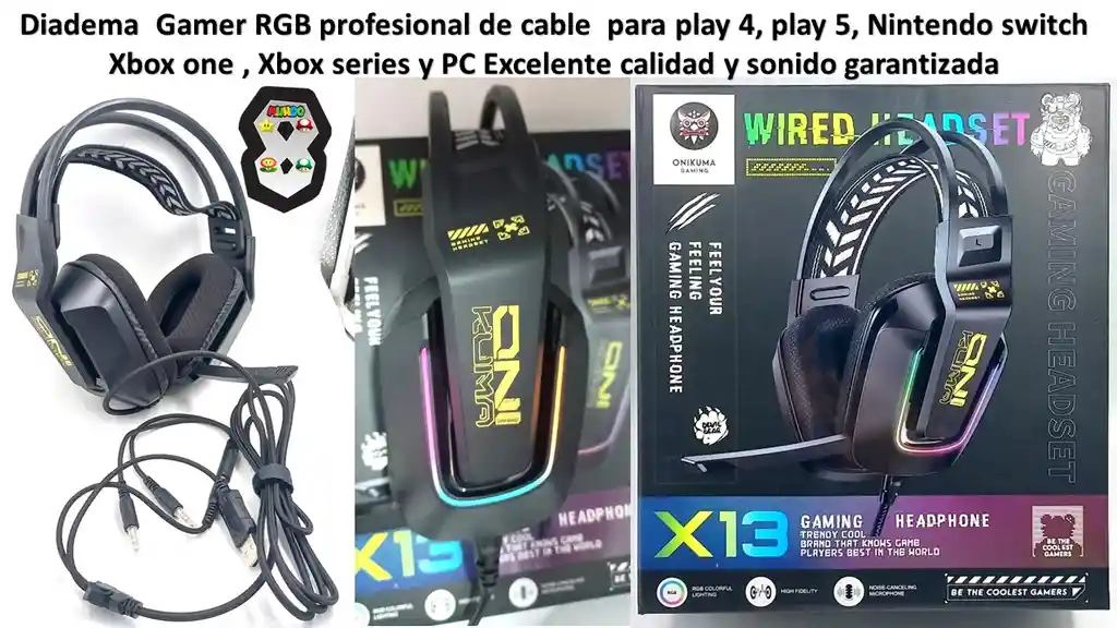 Diadema Gamer Play Pc Xbox Nintendo Profesional Rgb X13