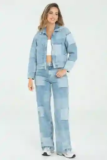 Jeans Patchwork Color Azul Medio Talla 8
