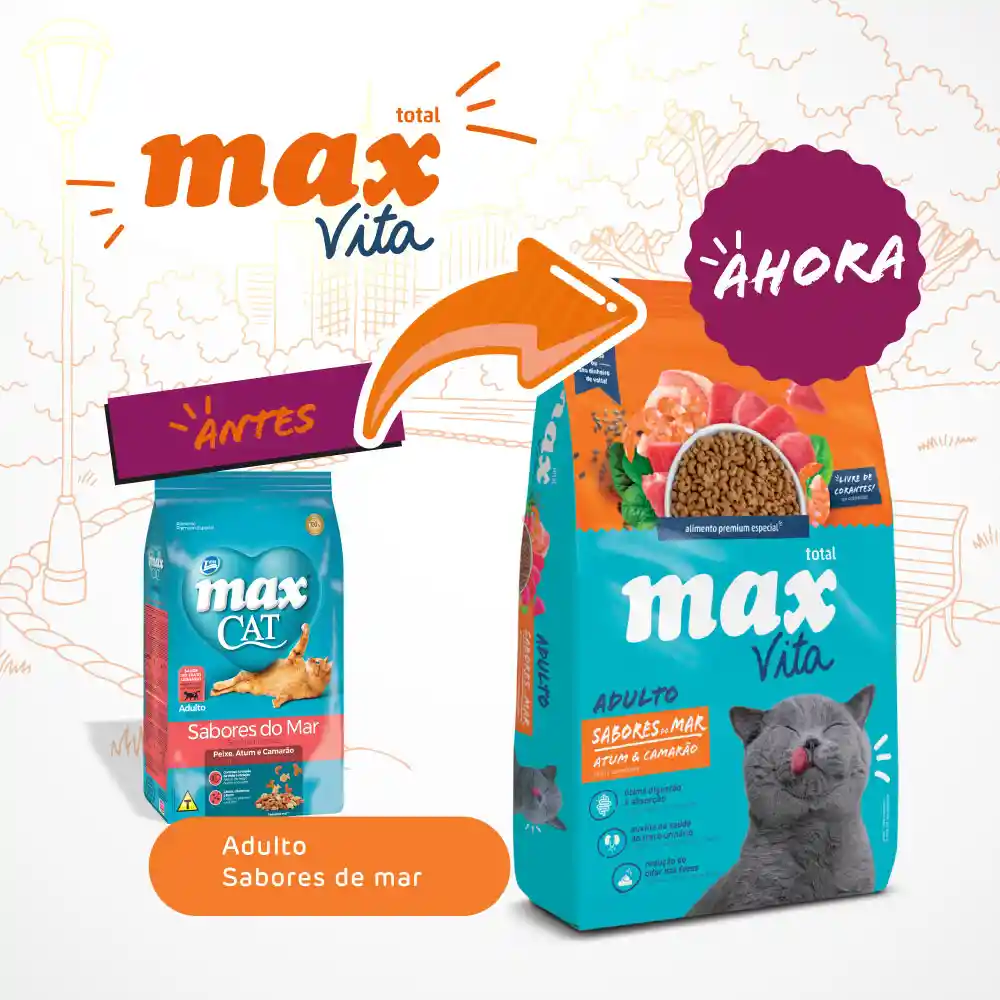 Max Felino Vita Gato Adulto Sabores Del Mar, Atun & Camarones - 1 Kg