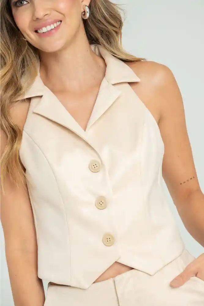 Chaleco Sofia Color Beige Claro Talla M