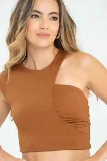 Crop Top Quinn Color Cafe Caramelo Talla Xs