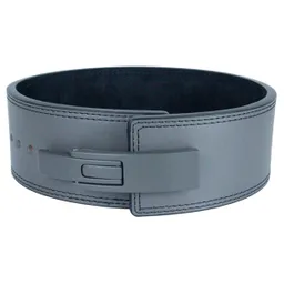 Cinturon Cuero Pesas Gym Powerlifting Hebilla Palanca Gris