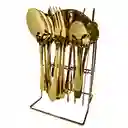 Set Cubiertos De Acero Inoxidable Dorado 24 Piezas Plateadas Utensilios Vajilla
